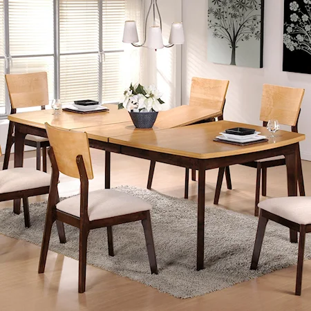 Contemporary Two Tone Dining Table with Butterfly Leaf